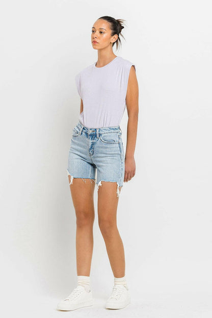 Vervet by Flying Monkey High Rise Denim ShortsElevate Your Wardrobe with Vervet by Flying Monkey High Rise Denim Shorts
 Step into summer with confidence and style in the Vervet by Flying Monkey High Rise Denim Love Salve Flying Monkey High Rise Denim Shortsjust arrived