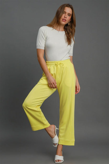 Umgee Adjustable Drawstring Wide Leg Lounge Pants