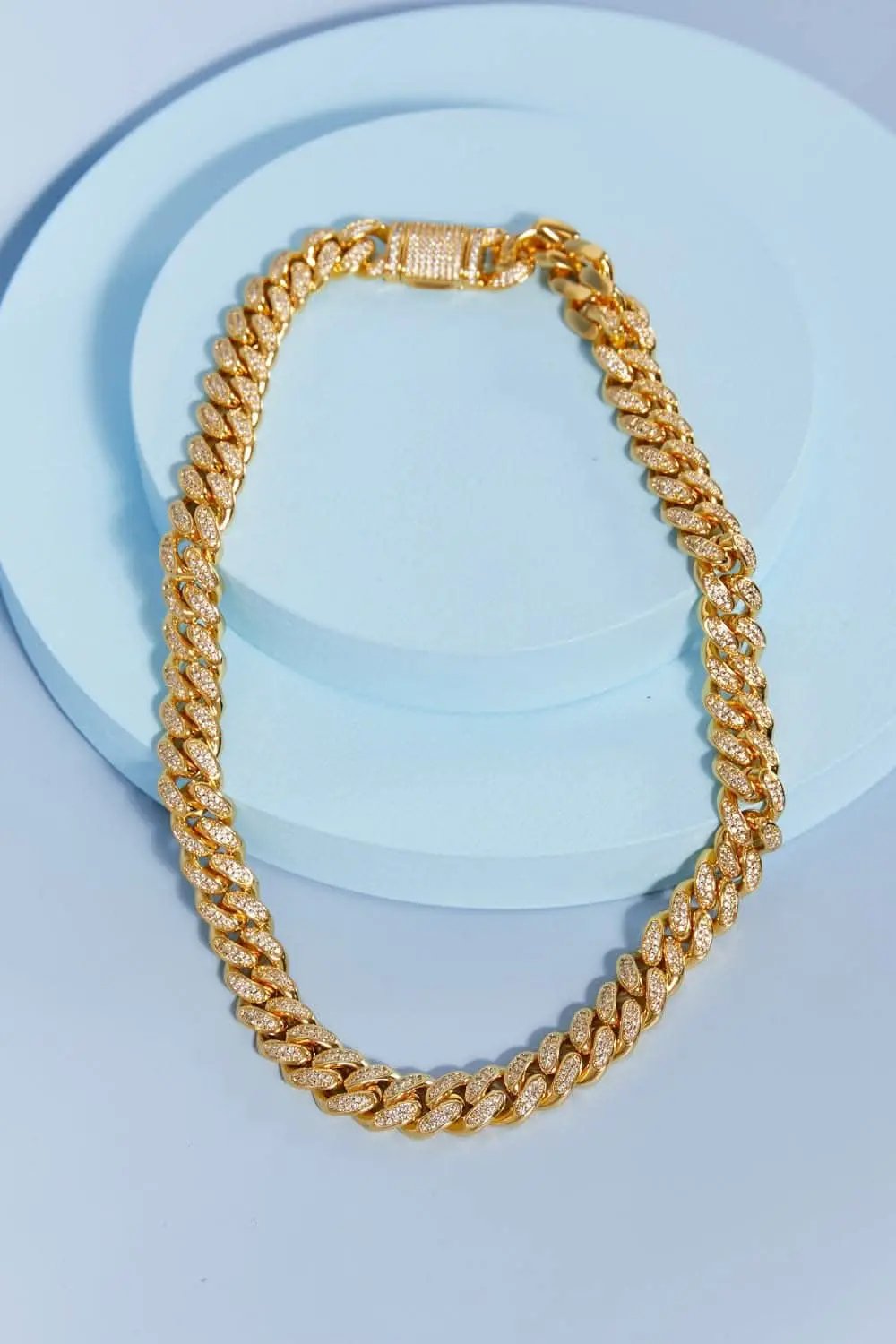 Brass curb chain necklace with cz accents - Love Salve 