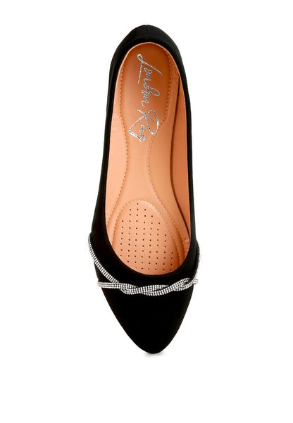 Chic faux leather flats with rhinestones