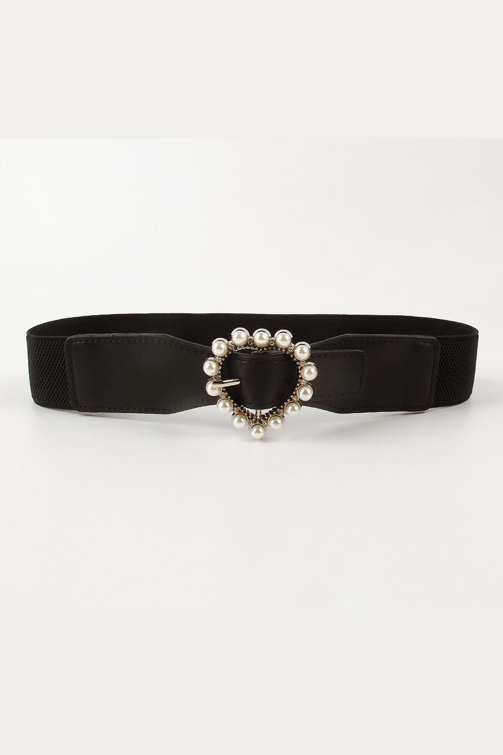 Pearl Heart Buckle Elastic Belt.