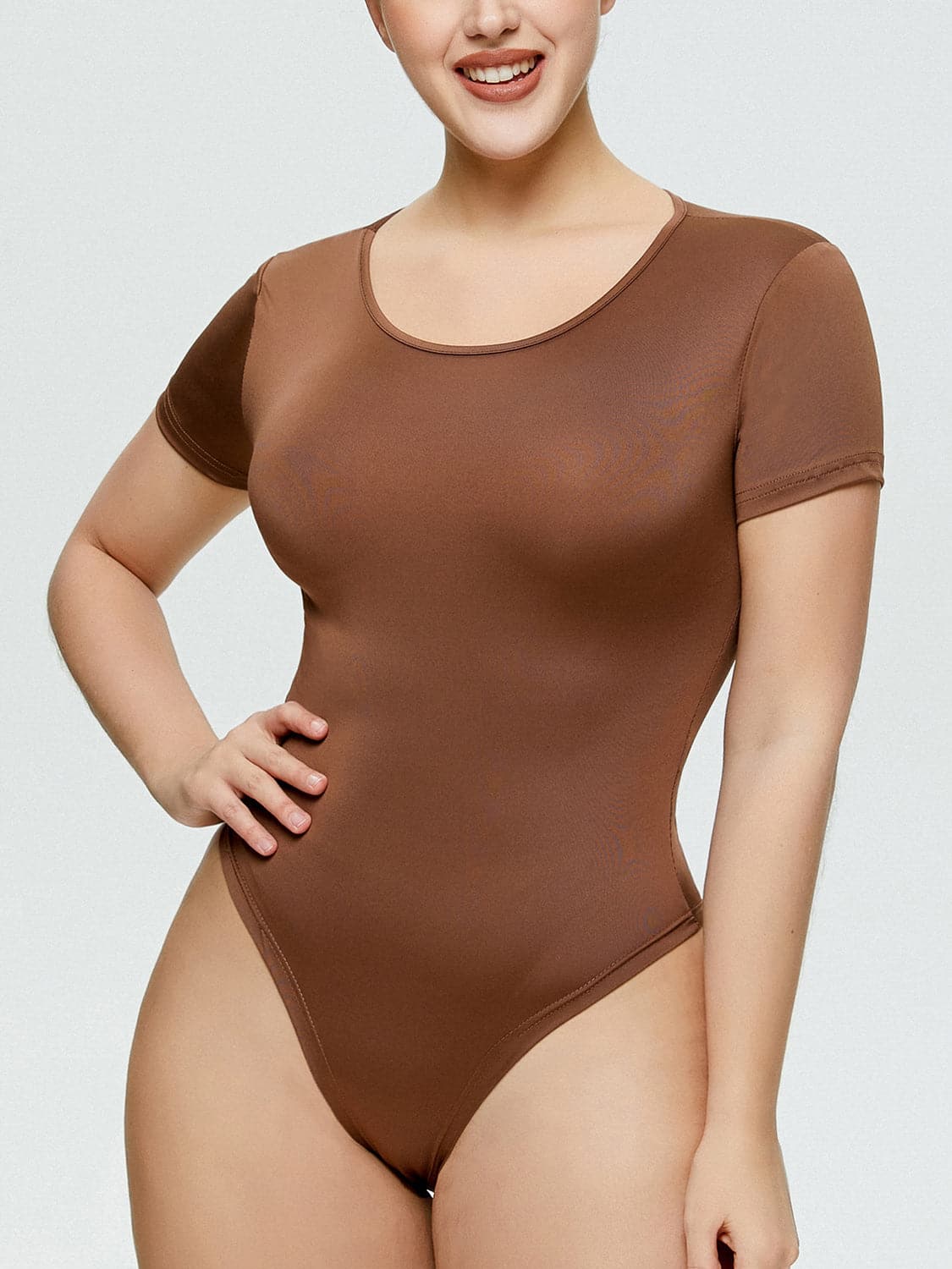 Full Size Round Neck Short Sleeve Bodysuit.