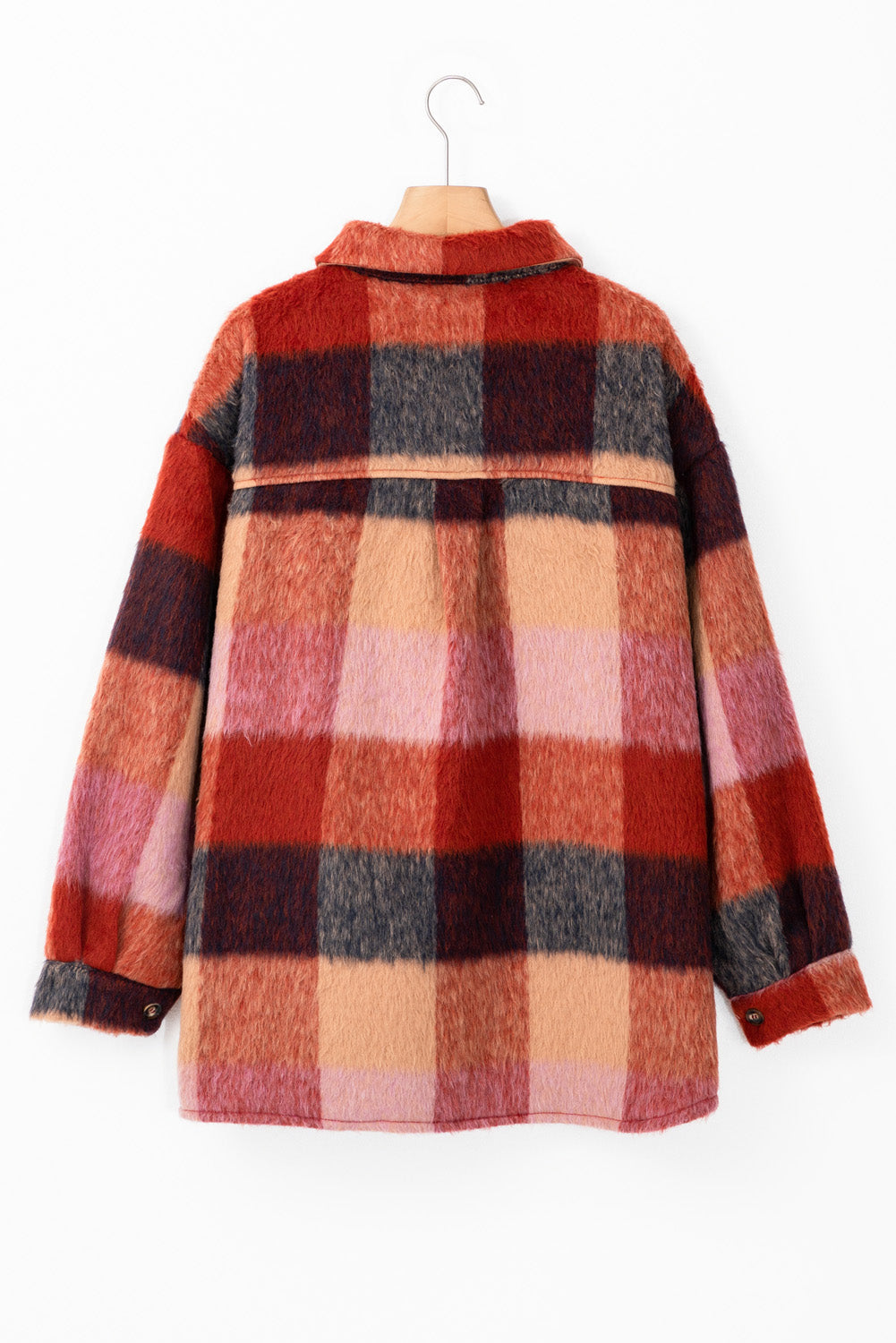 Orange Plaid Flap Pockets Buttoned Casual Plus Size Jacket Dear-Lover Dropshipping