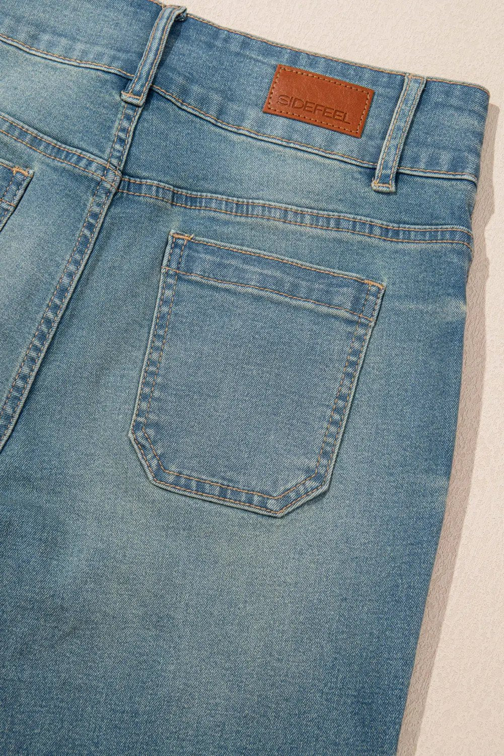 Amyra Double Button Patch Pocket Flare Leg Jeans - Love Salve 