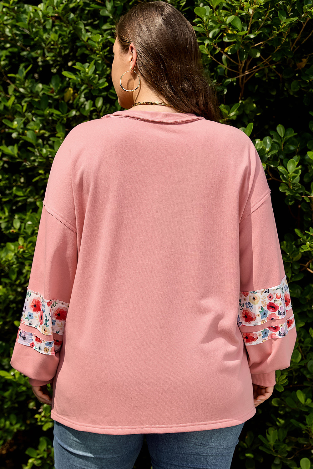 Peach Blossom Plus Size Floral Applique Sweatshirt Top Dear-Lover Dropshipping