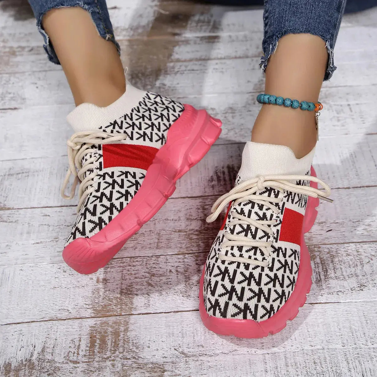 Round Toe Lace Up Sneakers Simply Love