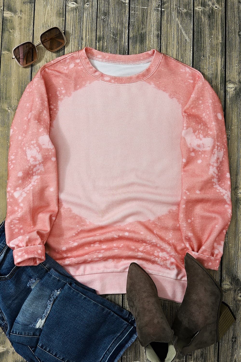 Tie-Dye Round Neck Dropped Shoulder Sweatshirt.