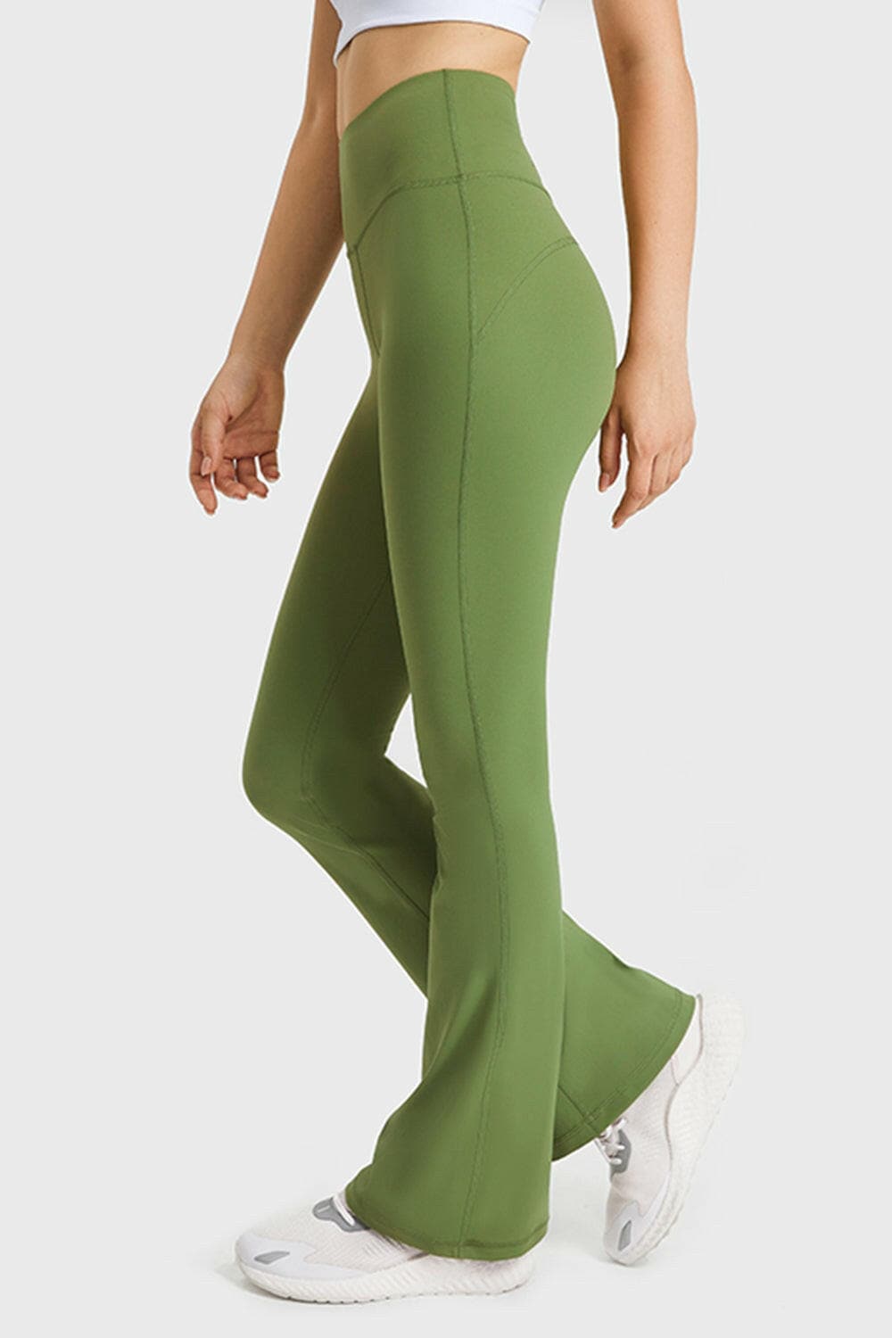 Elastic Waist Flare Yoga Pants.