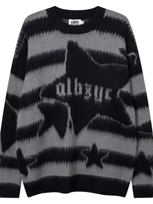 Men's Star Pattern Striped Knit Sweater Simply Love