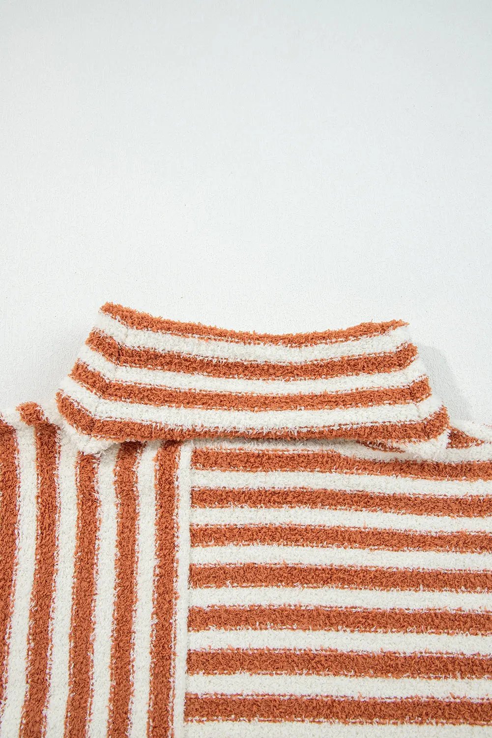 Orange Stripe Cowl Neck Drop Shoulder Sweater For Women Dear-Lover Dropshipping
