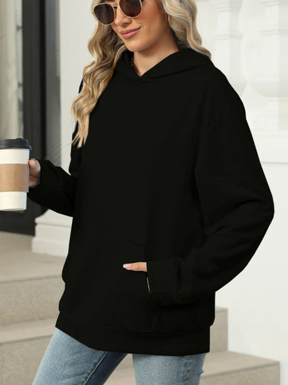 Sheer pocketed long sleeve hoodie with a cozy fit