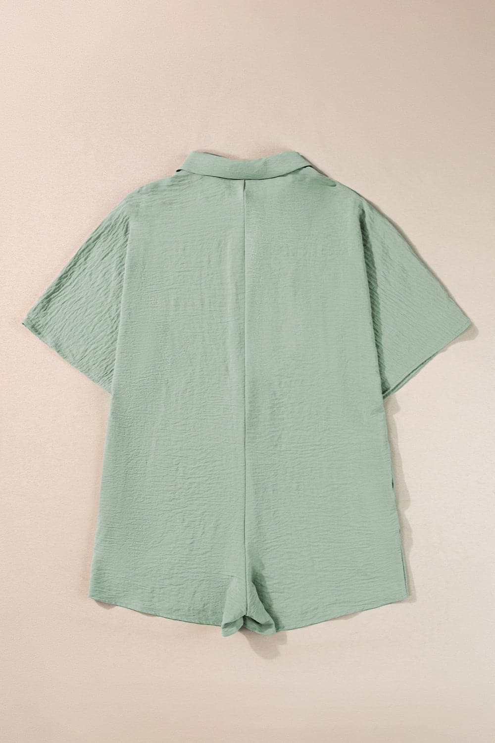 Half Button Short Sleeve Romper.