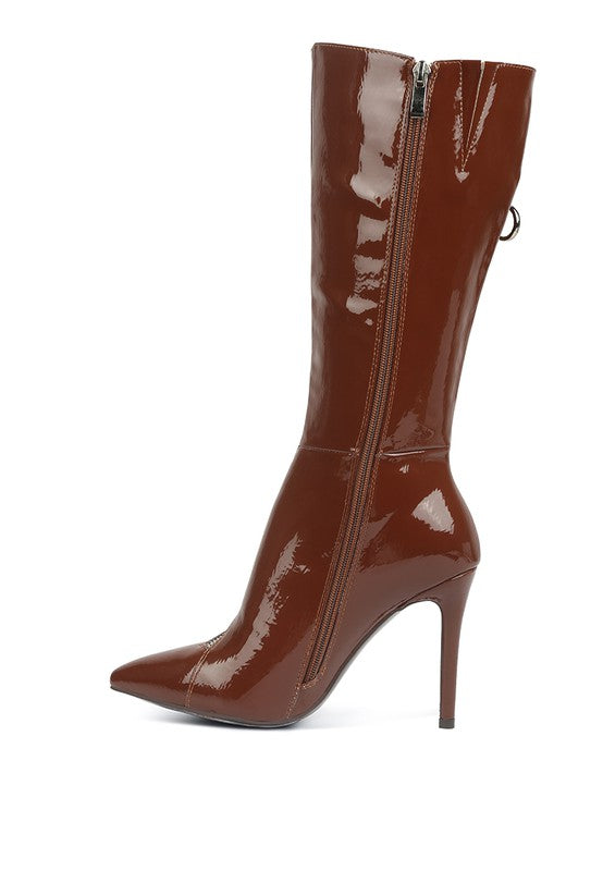 Chic high heel calf boot with zipper