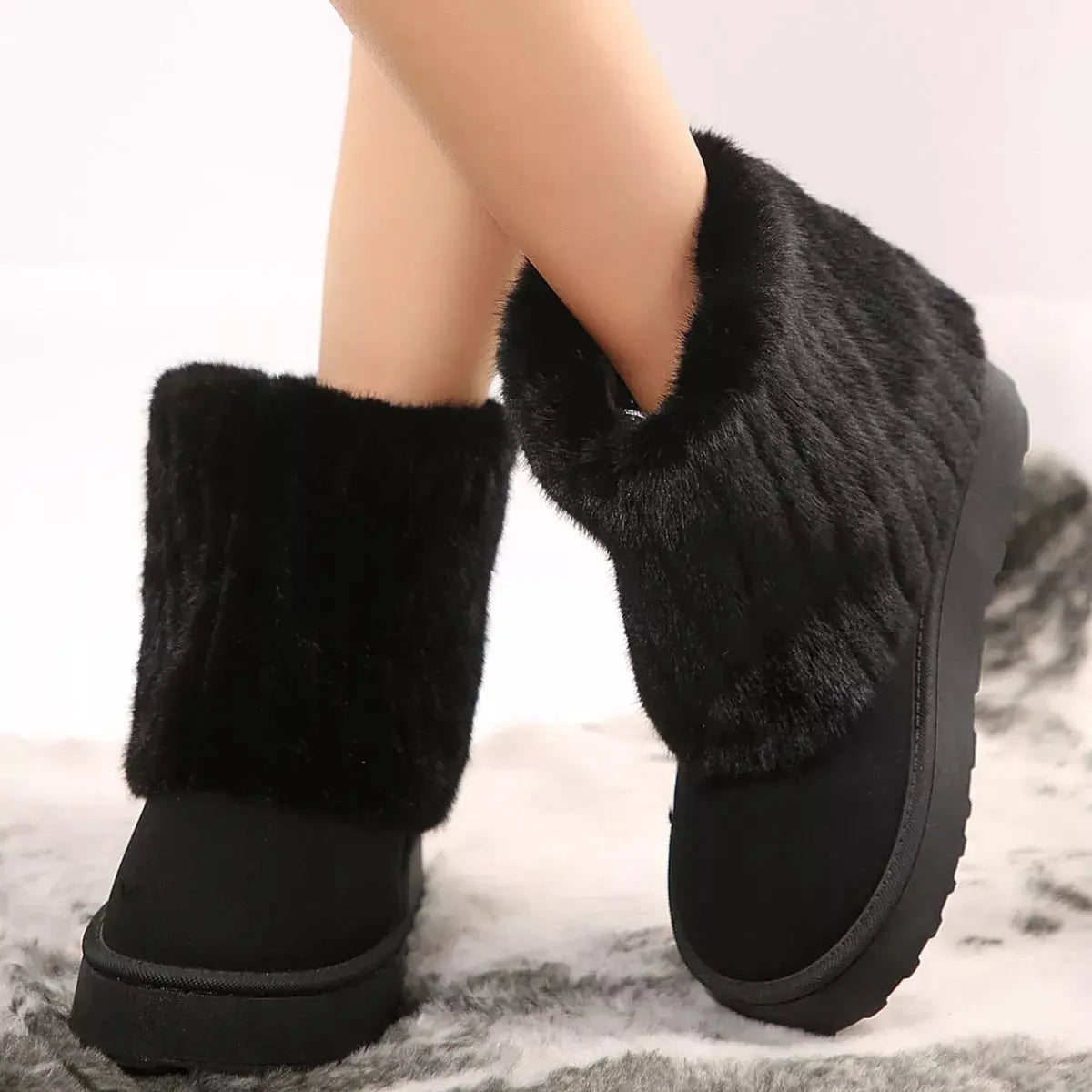 Fuzzy Round Toe Platform Boots Simply Love