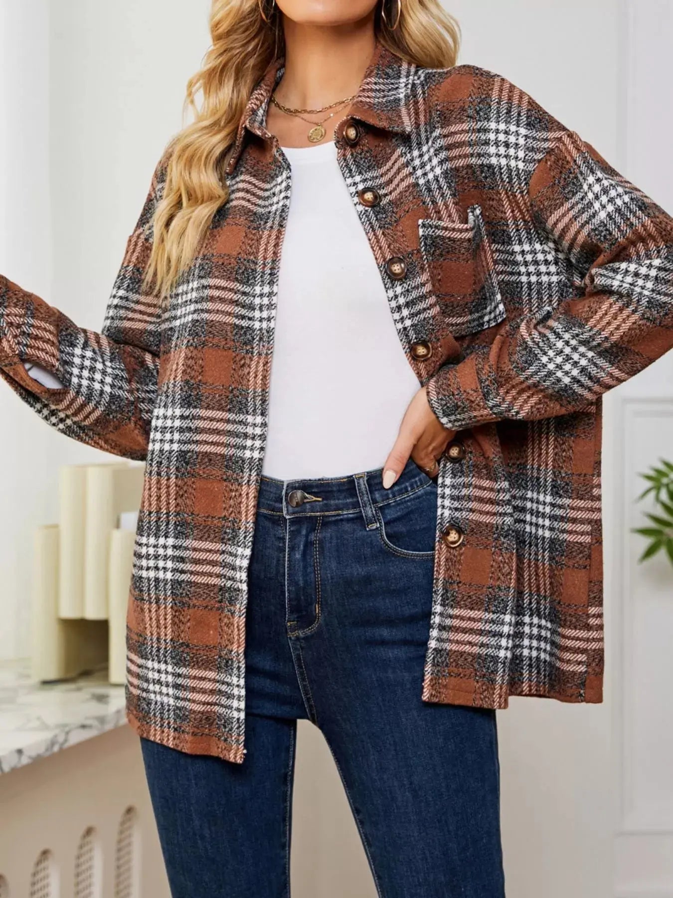 Plaid Button-Up Shirt Simply Love
