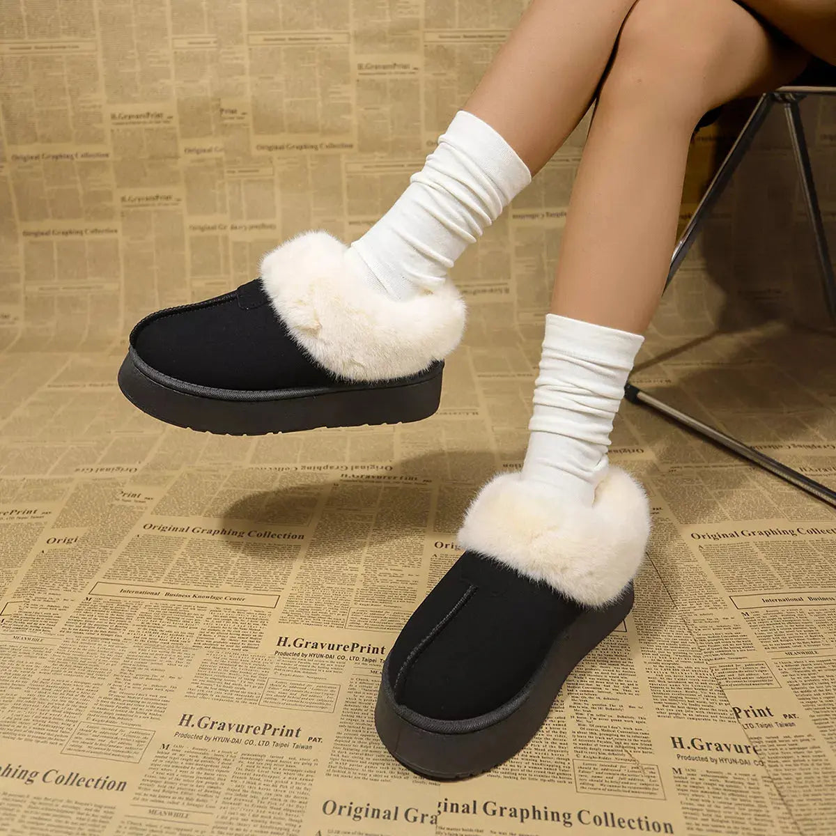 Fuzzy Platform Ankle Boots Simply Love