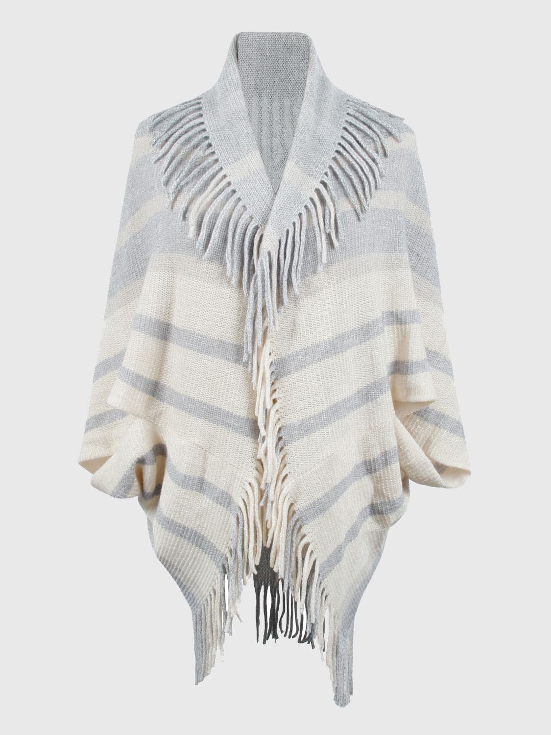 Fringe Detail Open Front Poncho.