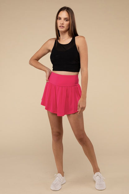 Wide band tennis skirt with pocket