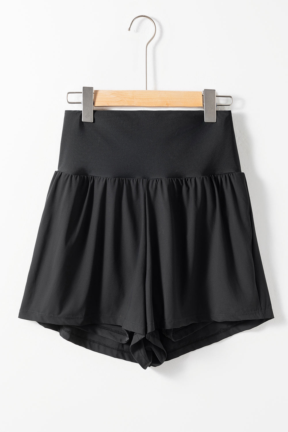 High-Waisted Black Swim Shorts with Pockets