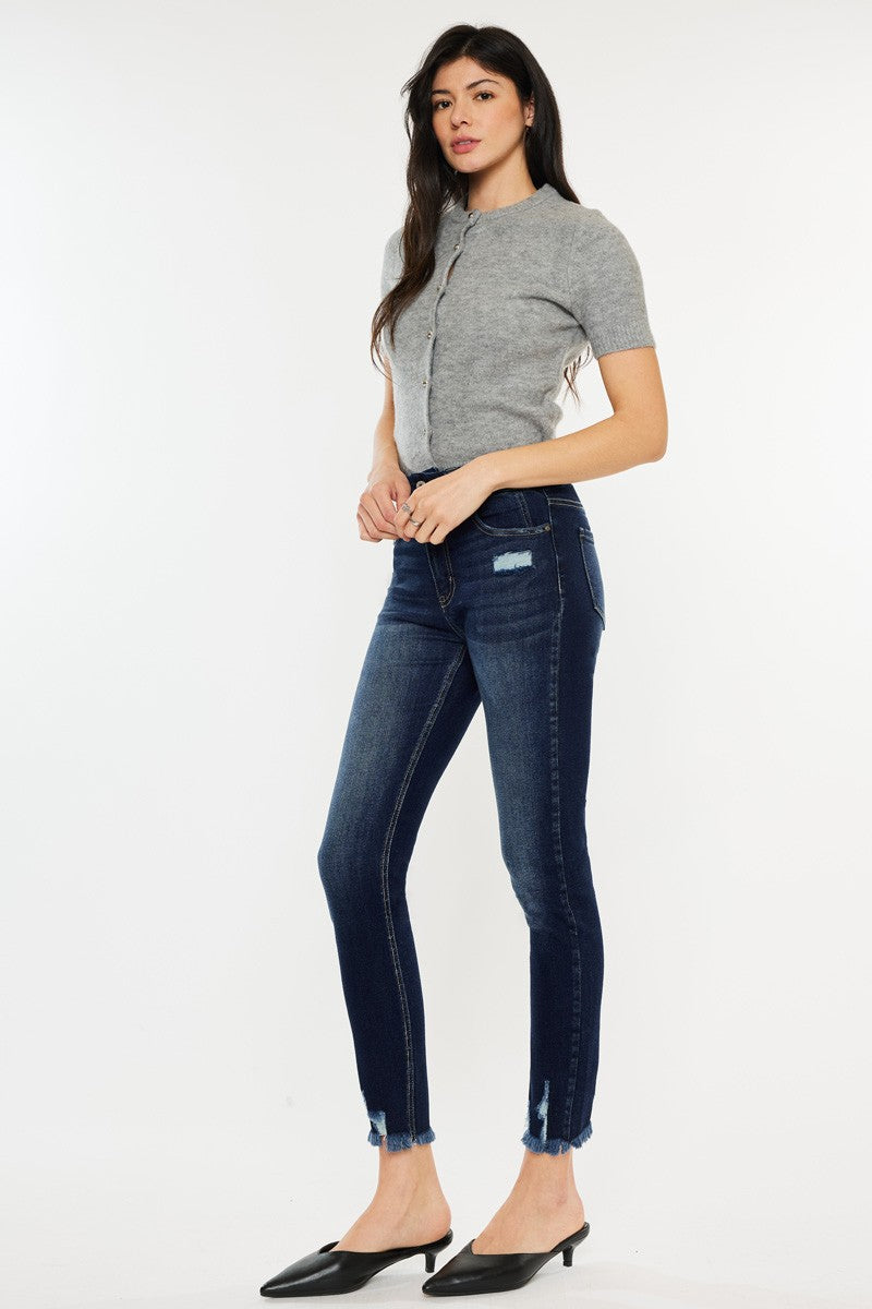 Kancan Full Size Cat's Whiskers Raw Hem High Waist Jeans Coco’s Tee Boutique