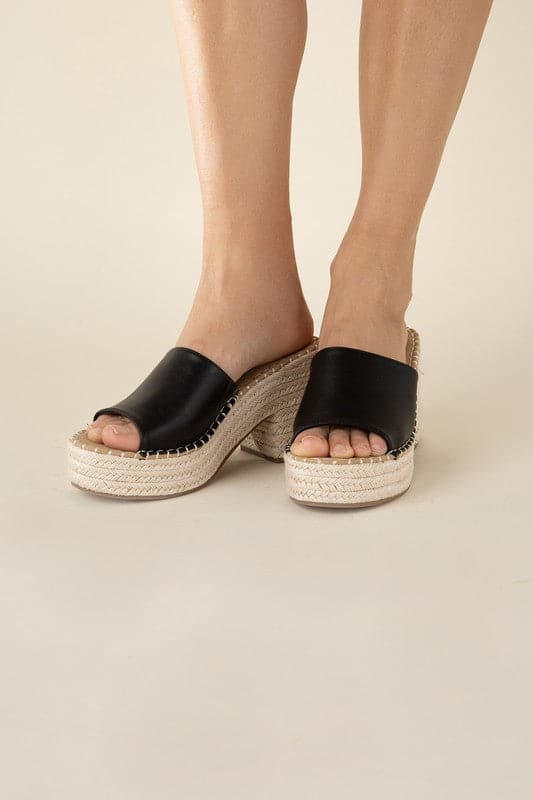 LOCK-1 Espadrille Mule Heels.