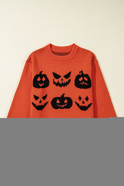 Spooky pumpkin face Halloween sweater