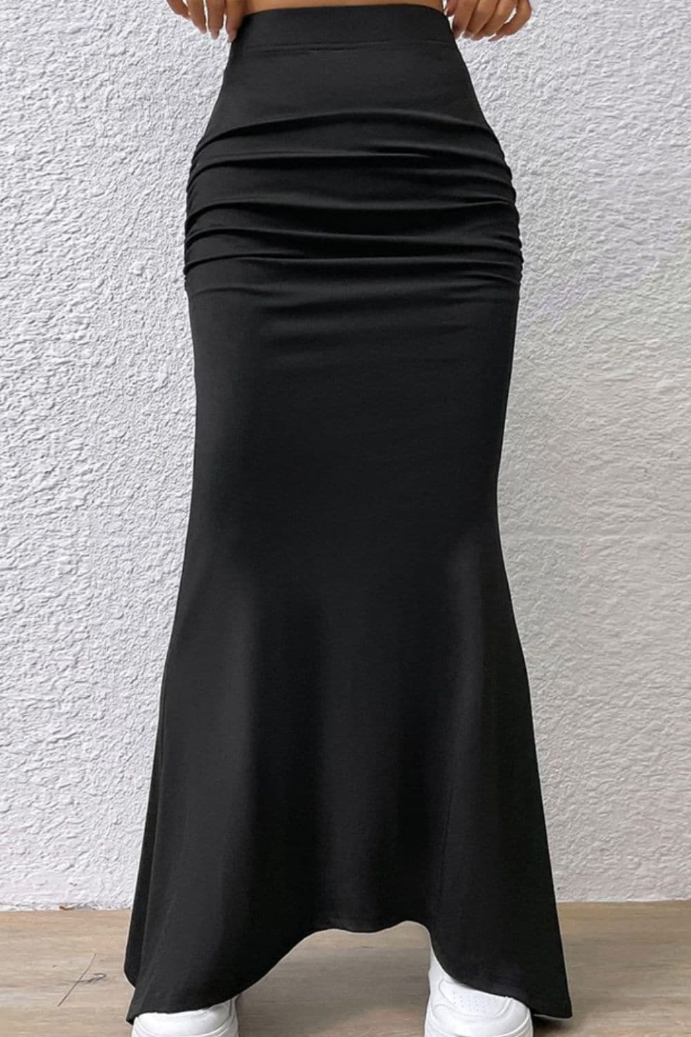 Ruched Maxi Trumpet Skirt.