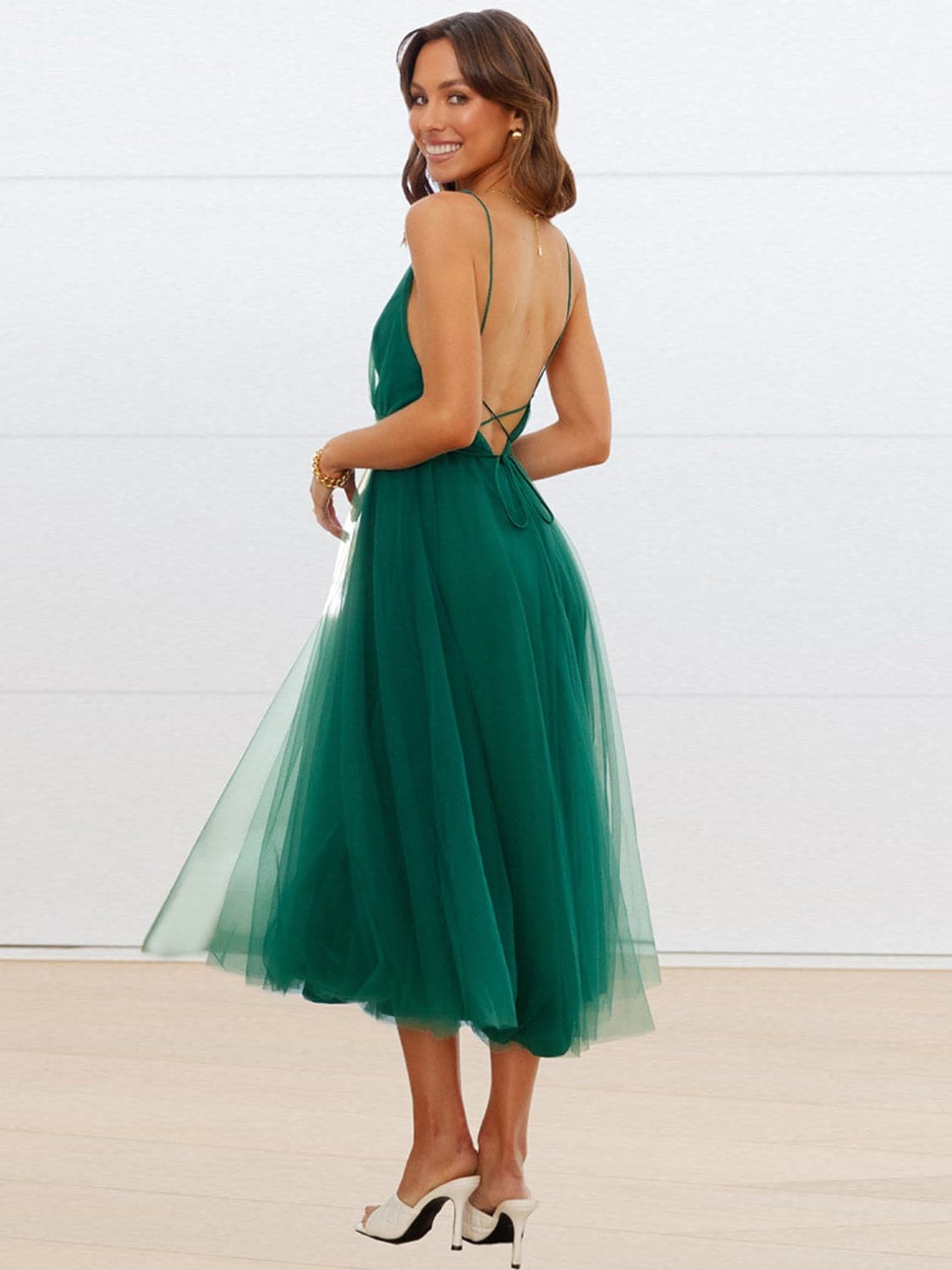 Backless Crisscross Sleeveless Midi Dress.