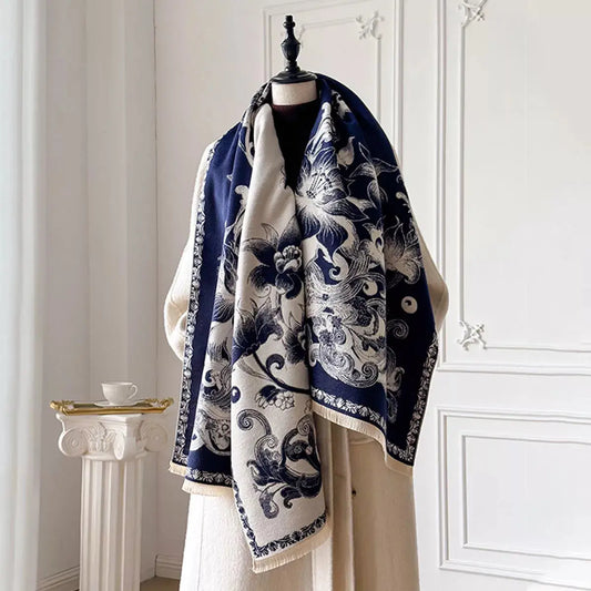 Floral Raw Hem Winter Scarf Simply Love