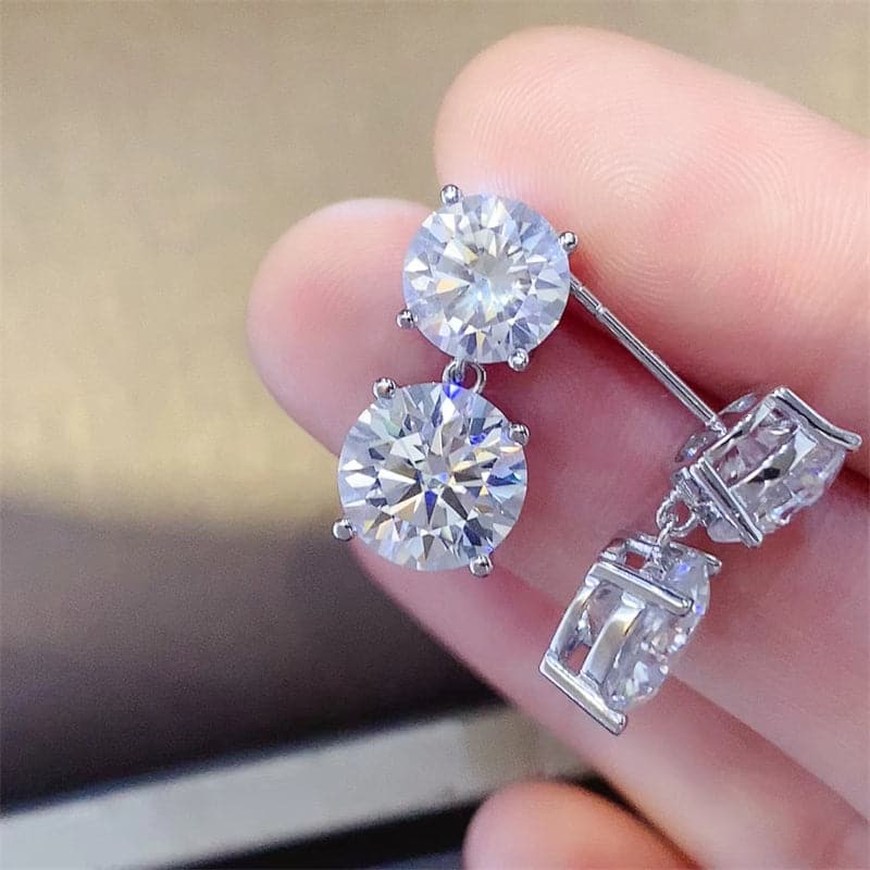 10 Carat Moissanite 925 Sterling Silver Earrings.