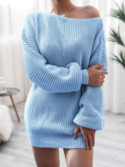 Rib-Knit Mini Sweater Dress.