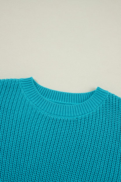 Turquoise Ruffled Knit Sweater