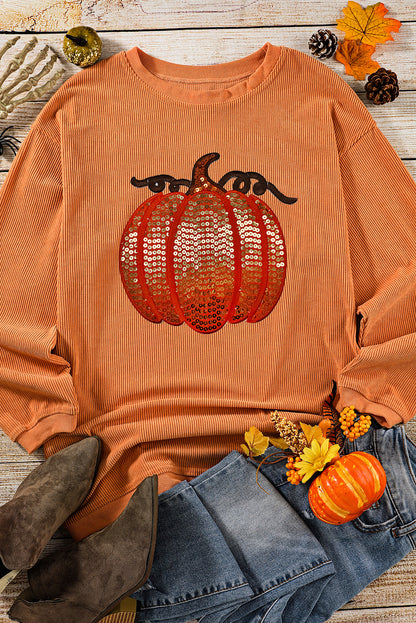 Sparkling pumpkin sweatshirt in orange