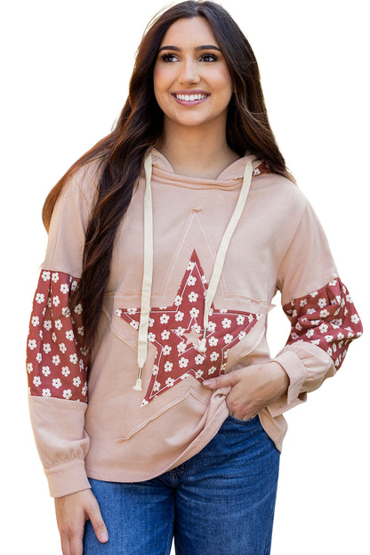 Floral star patchwork hoodie