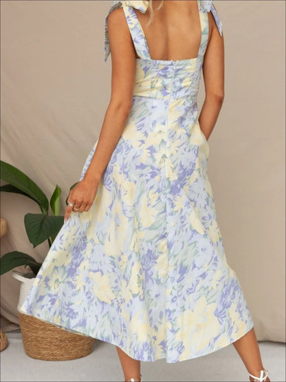 Tie-Shoulder Sweetheart Neck Summer Dress