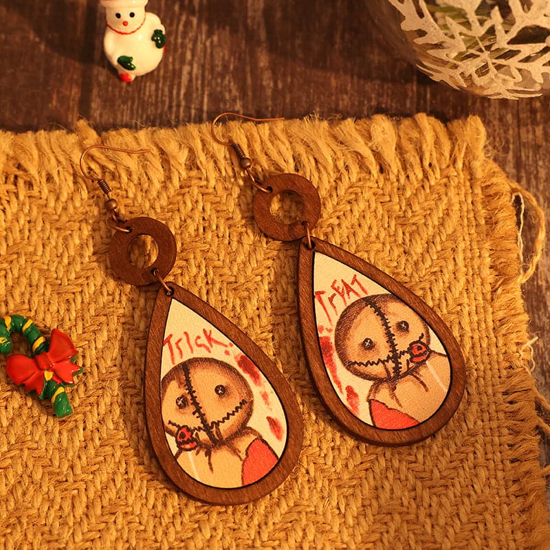 Wooden Teardrop Shape Earrings.