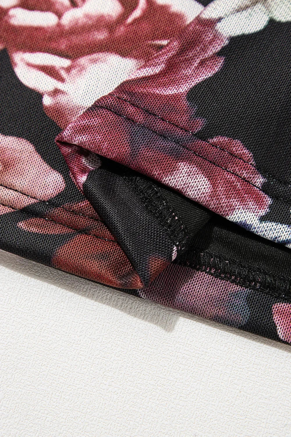 Floral Mock Neck Long Sleeve Mesh Top Sheer Floral Print With Slight Stretch For Evening Wear Coco’s Tee Boutique