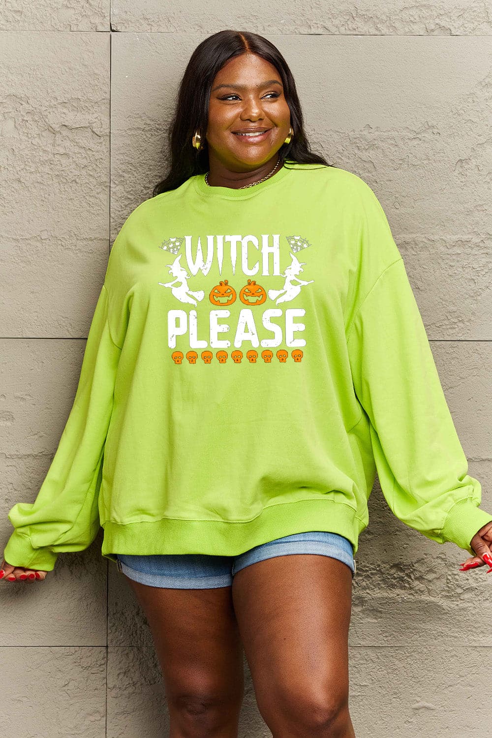 Simply Love Full Size WITCH PLEASE Graphic Sweatshirt.