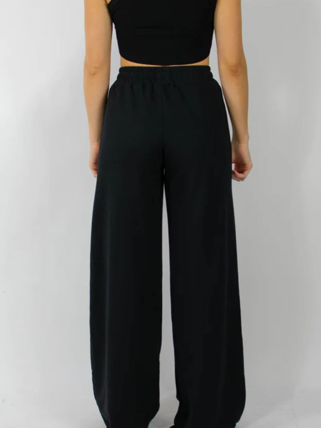 Wide Leg Pants with Elastic Waist and Pockets