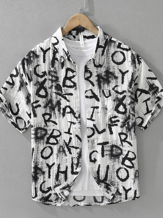 Men's Plus Size Letter Print Short Sleeve Shirt Simply Love