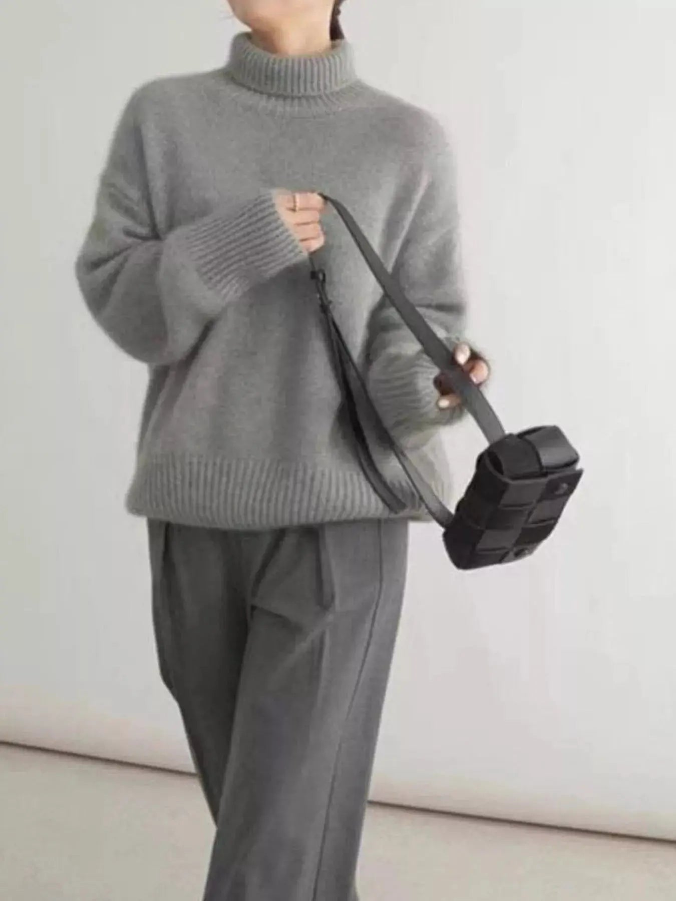 Turtleneck Dropped Shoulder Sweater Simply Love