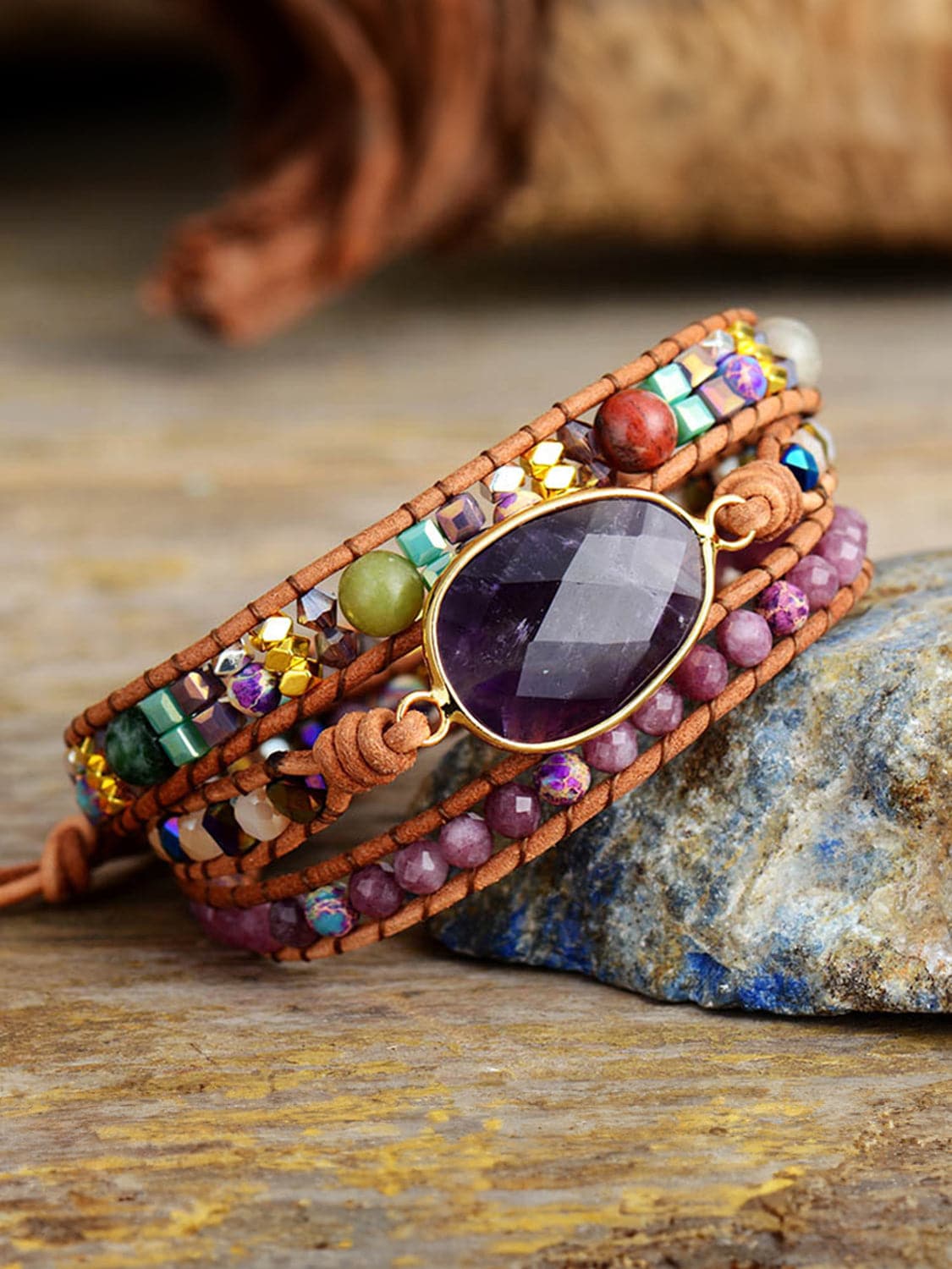 Triple-Layer Amethyst Bracelet.