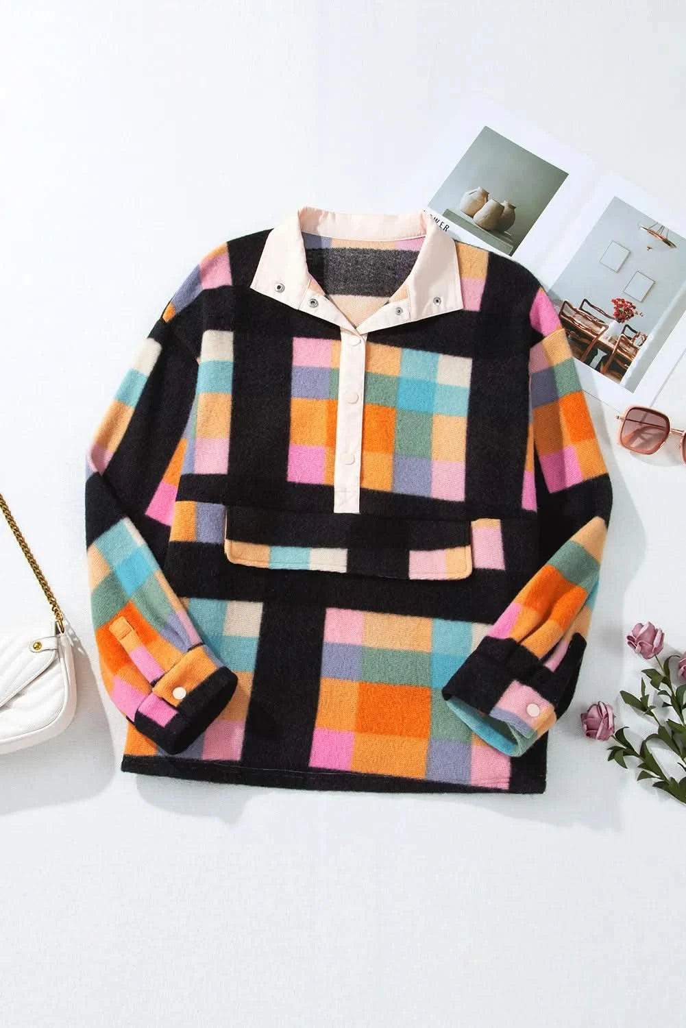 Chic Plus Size Color Block Sweatshirt