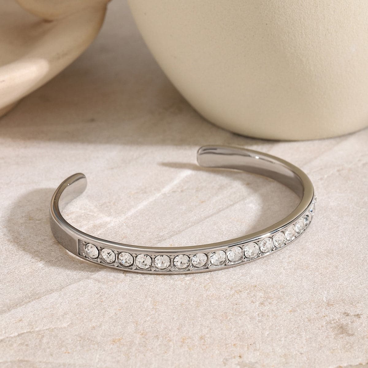 Stainless Steel Inlaid Zircon Bracelet.