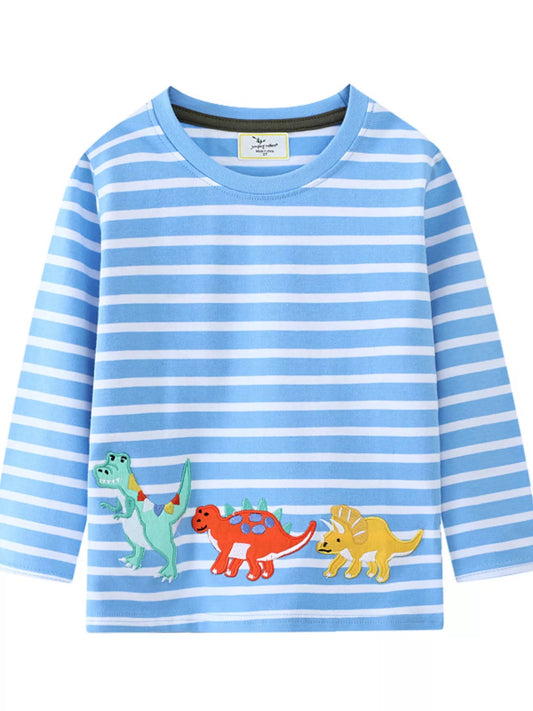 Children's Dinosaur Striped Long Sleeve T-Shirt Simply Love