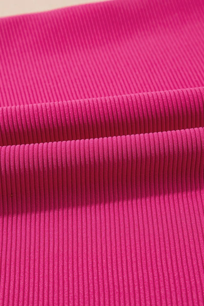 Striped Detail Flutter Sleeve Zipped Collar Top and Short Set