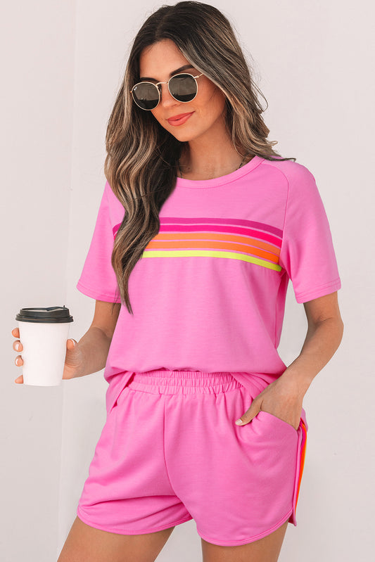 Bonbon Striped Patch Front Casual Tee for Women Styles