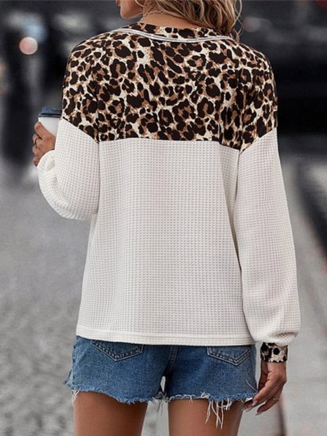 Leopard V-Neck Long Sleeve T-Shirt.