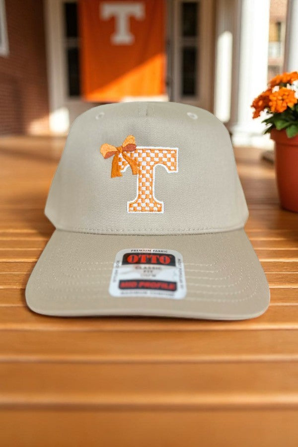 Tennessee Volunteers Tan Canvas Hat With Embroidered T And Bow Nash Grey Wholesale