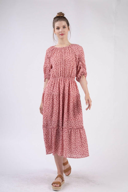 VERY J Floral Round Neck Tiered Midi DressExperience Timeless Elegance
 The VERY J Floral Round Neck Tiered Midi Dress is the perfect blend of charm and sophistication, designed for the modern woman who apprLove Salve Floral Round Neck Tiered Midi Dressusa